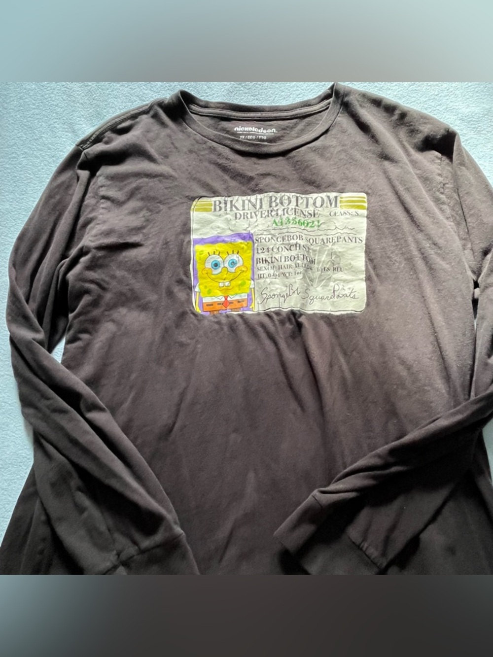Nickelodeon SpongeBob Bikini Bottom Driver License Black Long-Sleeve Tee